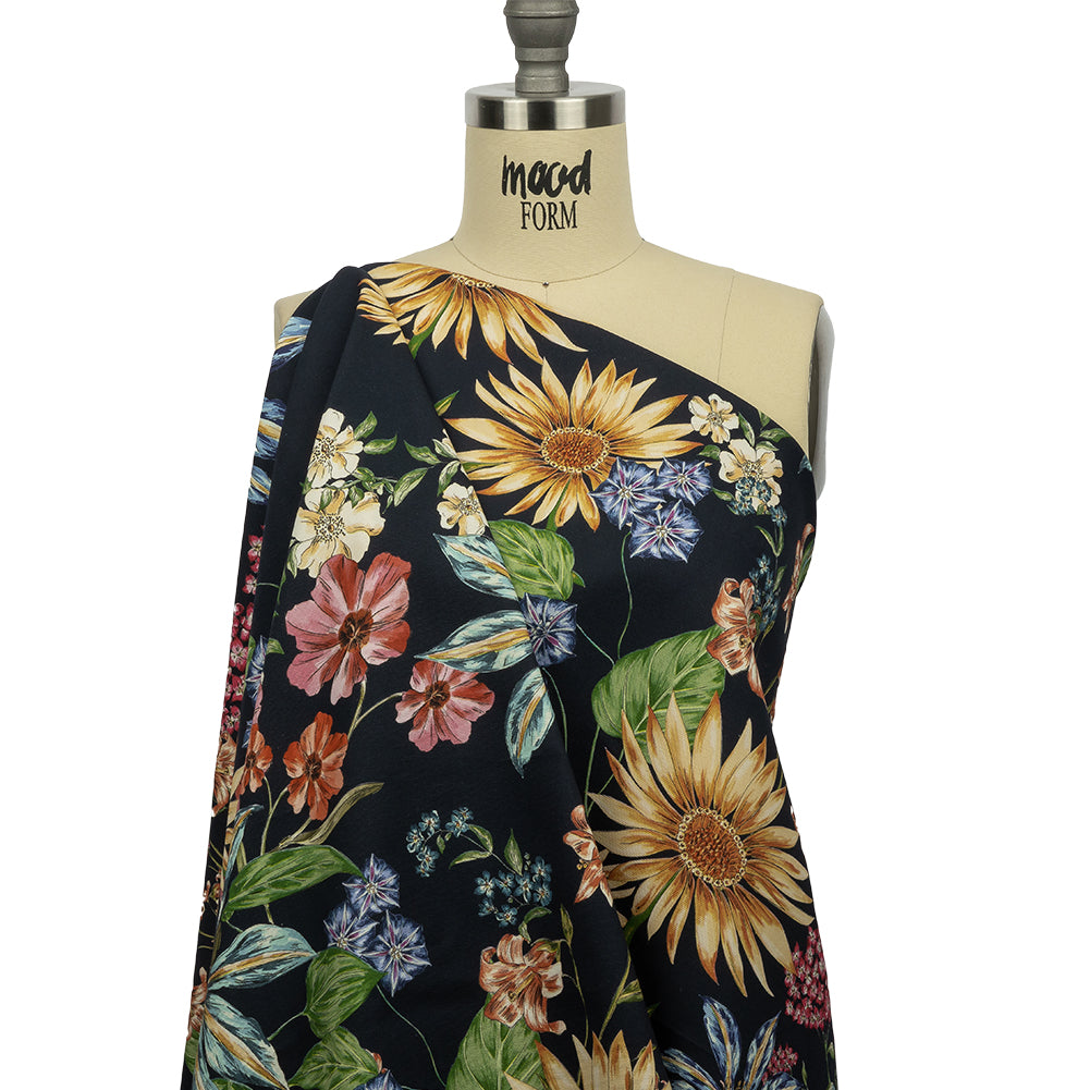 Stretch Cotton Canvas Print - Navy, Red, Yellow and Blue Floral - Mood Exclusive Lucid Dream - Drape