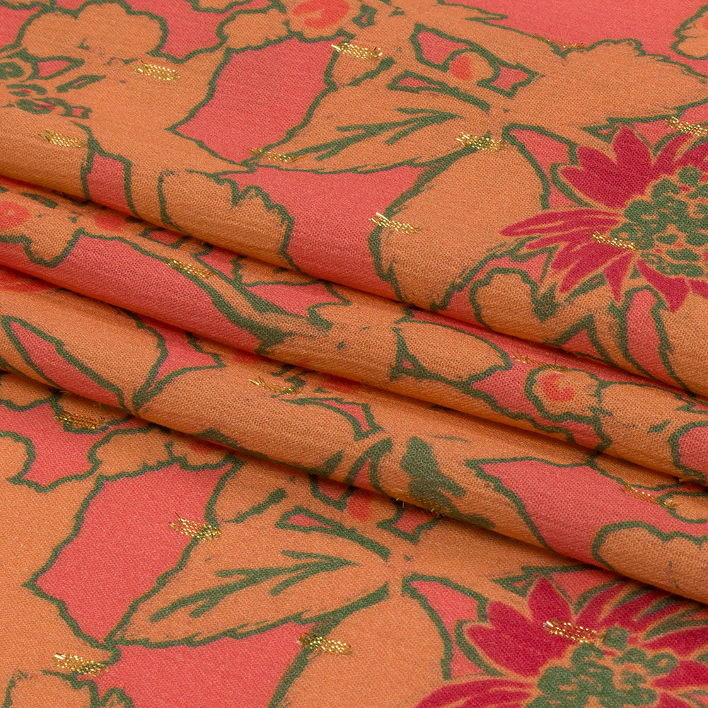Mood Exclusive Coral Tree Line Trove Metallic Dotted Crinkled Viscose Crepe Full