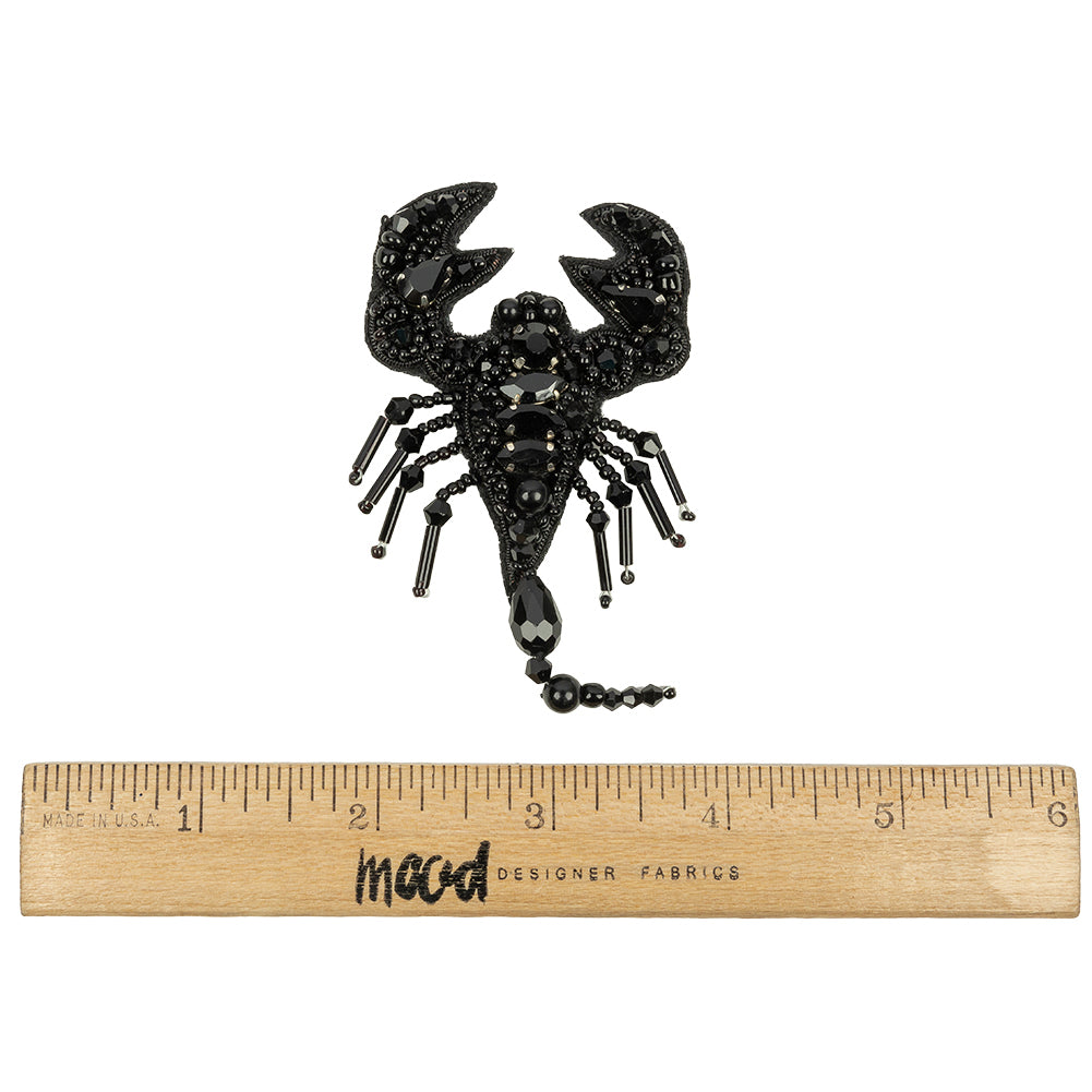 Black Scorpion Rhinestones and Glass Beaded Applique - 2.75" x 2.15" Full