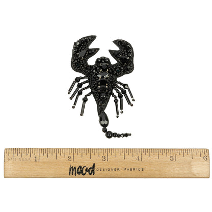 Black Scorpion Rhinestones and Glass Beaded Applique - 2.75" x 2.15" Full