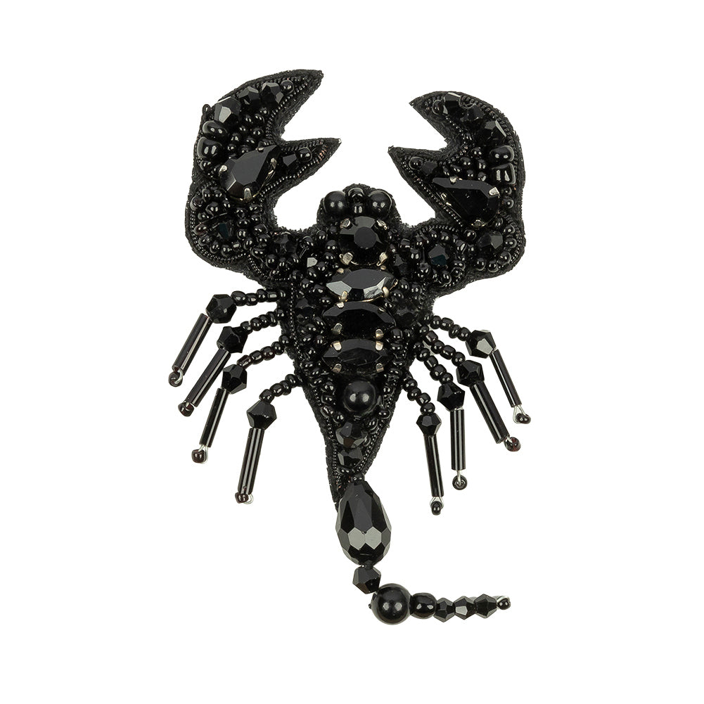 Black Scorpion Rhinestones and Glass Beaded Applique - 2.75" x 2.15"
