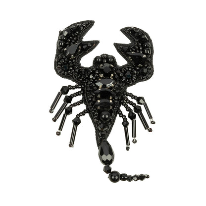 Black Scorpion Rhinestones and Glass Beaded Applique - 2.75" x 2.15"