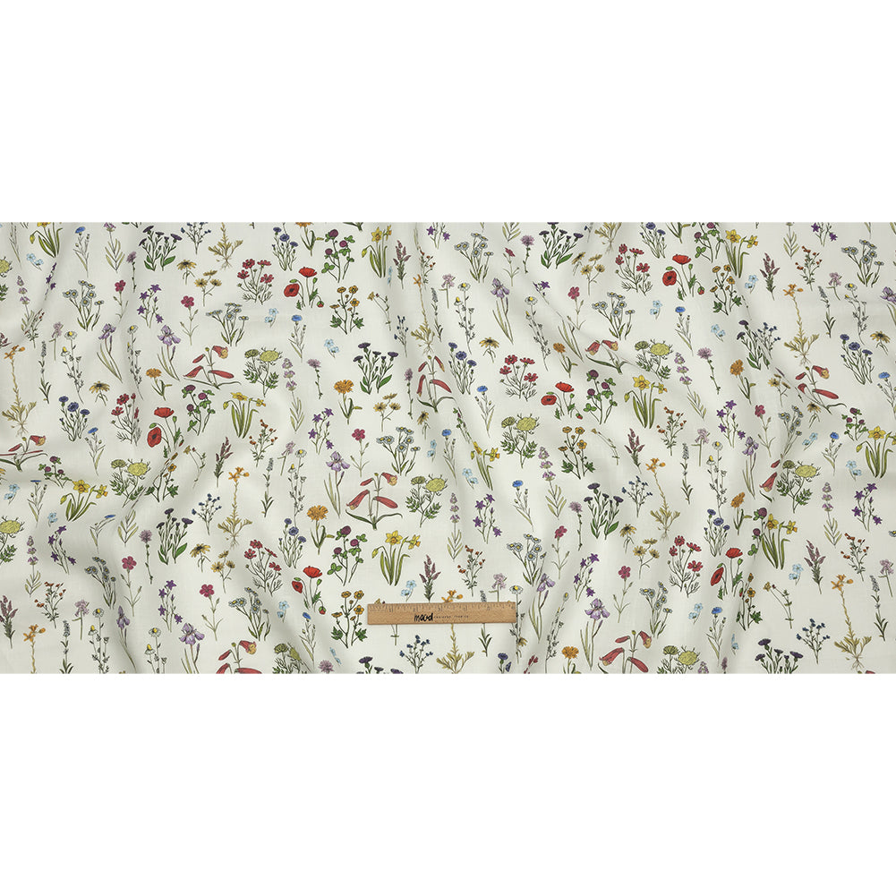 Multicolor Wildflower Doodles Medium Weight Linen Woven - Full