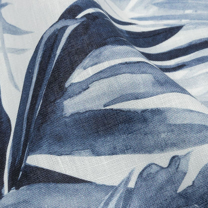 Blue Palm Fronds Medium Weight Linen Woven