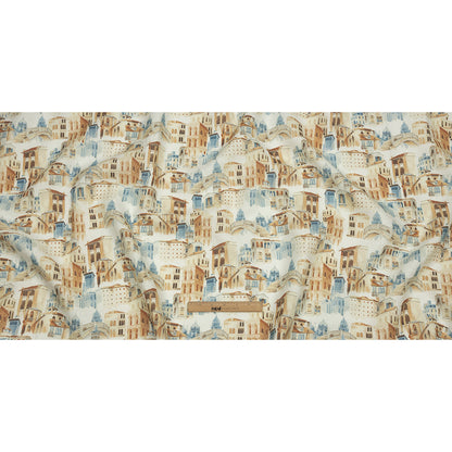 Beige and Blue City Standards Medium Weight Linen Woven