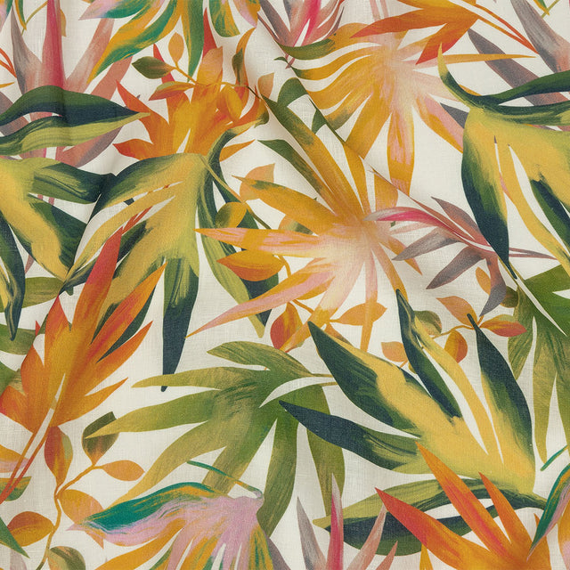 Orange, Pink and Green Zesty Tropics Medium Weight Linen Woven