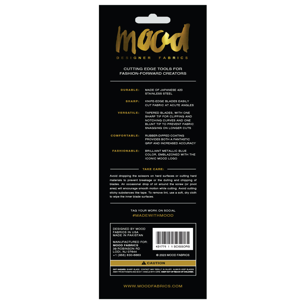 Mood 9" Matte Black Knife-Edge Dressmaker's Shears with Matte Rubber Grips - Full
