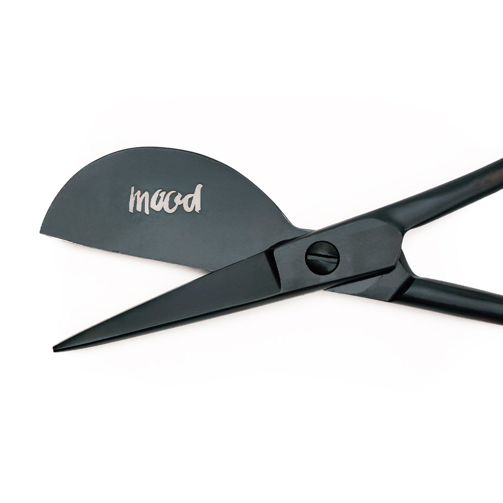 Mood Matte Black Duckbill Applique Scissors with Matte Rubber Grips - 6" - Folded