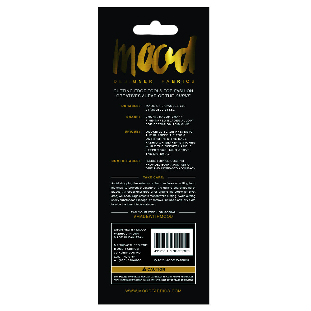 Mood Matte Black Duckbill Applique Scissors with Matte Rubber Grips - 6" - Full