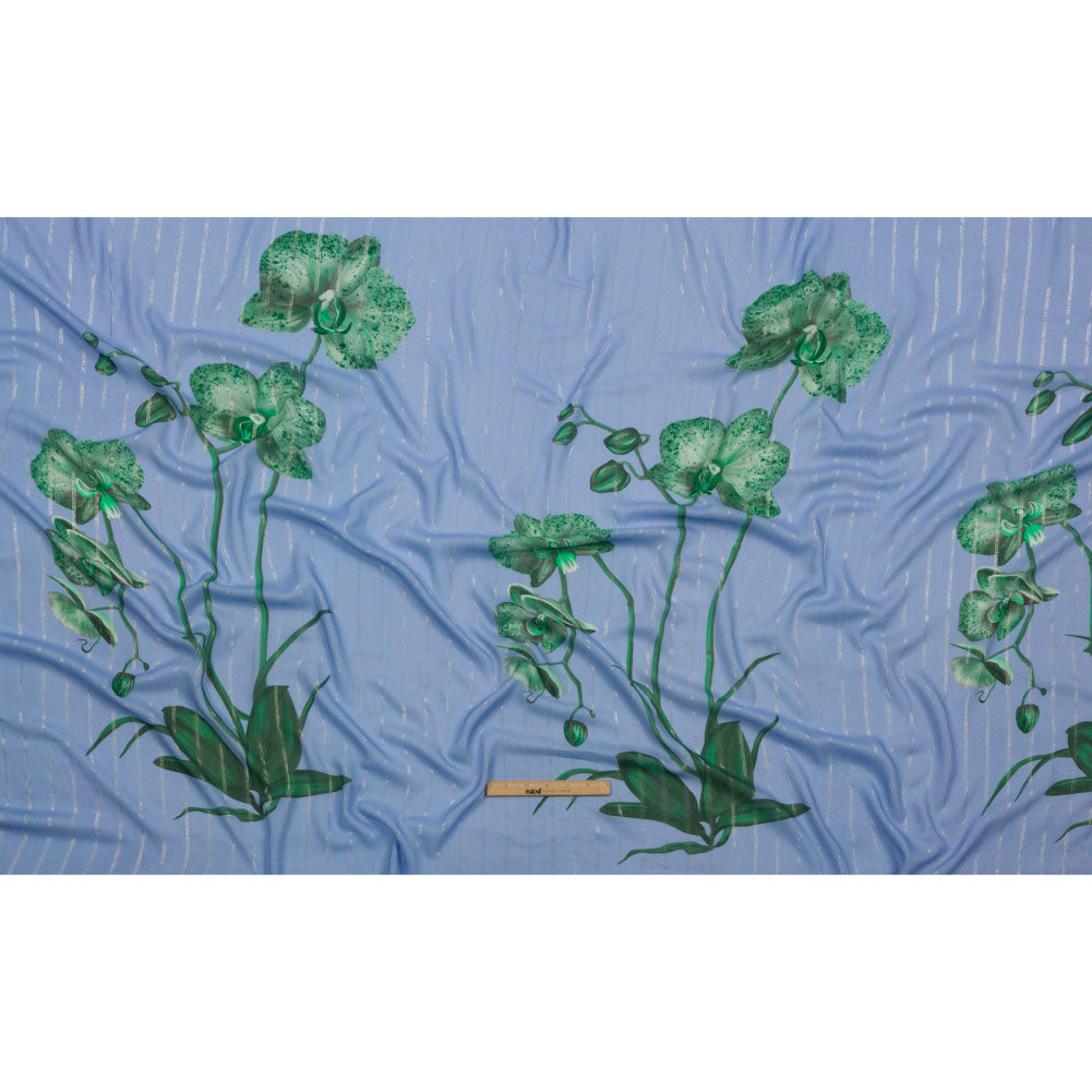 Mood Exclusive Blue Spotted Moth Orchid Metallic Pinstriped Viscose Dobby - Full