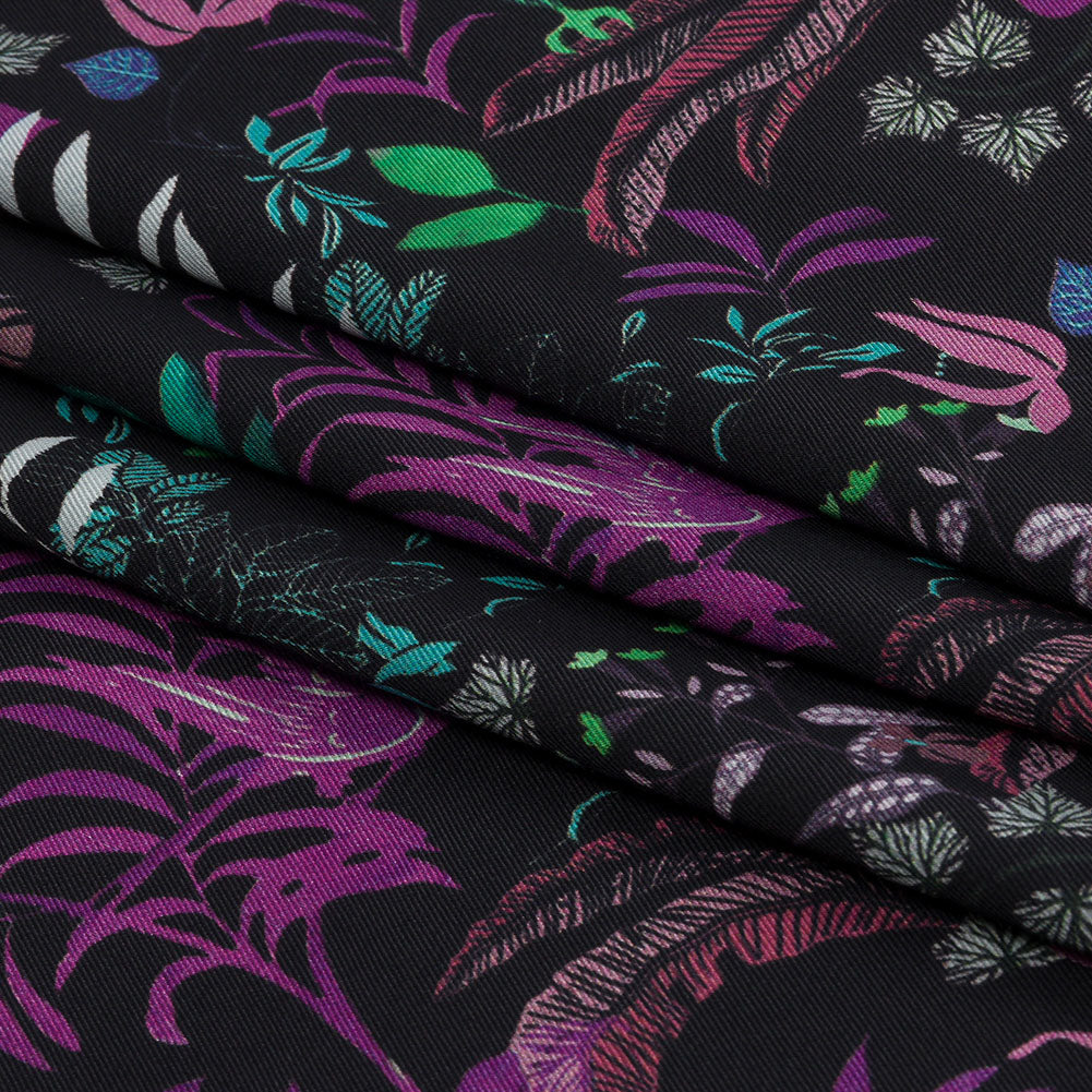 Polyester Twill Print - Black Floral - Mood Exclusive Fairy Forest - Folded