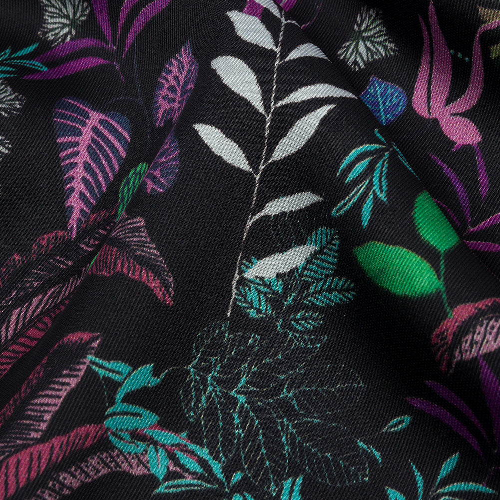 Polyester Twill Print - Black Floral - Mood Exclusive Fairy Forest - Detail
