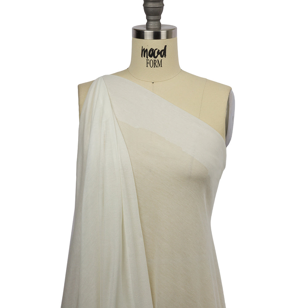 Famous Designer Off White Viscose and Cotton Lightweight Interlock Knit Drape
