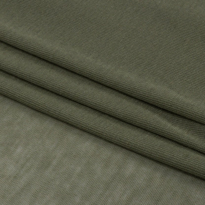 Famous Designer Olive Viscose and Cotton Lightweight Interlock Knit Folded