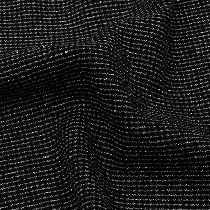 Black and Metallic Silver Stretch Rib Knit Detail