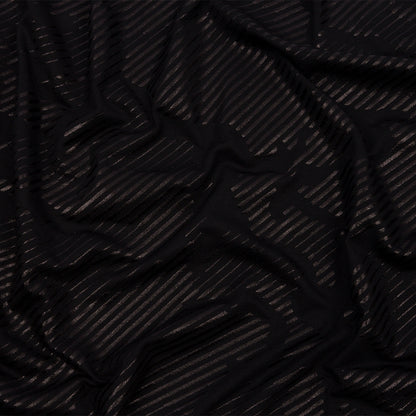 Metallic Black on Black Abstract and Stripes Rayon Jersey