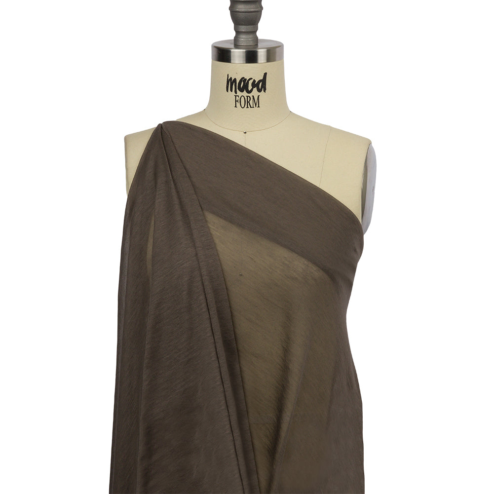 Famous Designer Taupe Featherweight Viscose and Cotton Jersey Drape