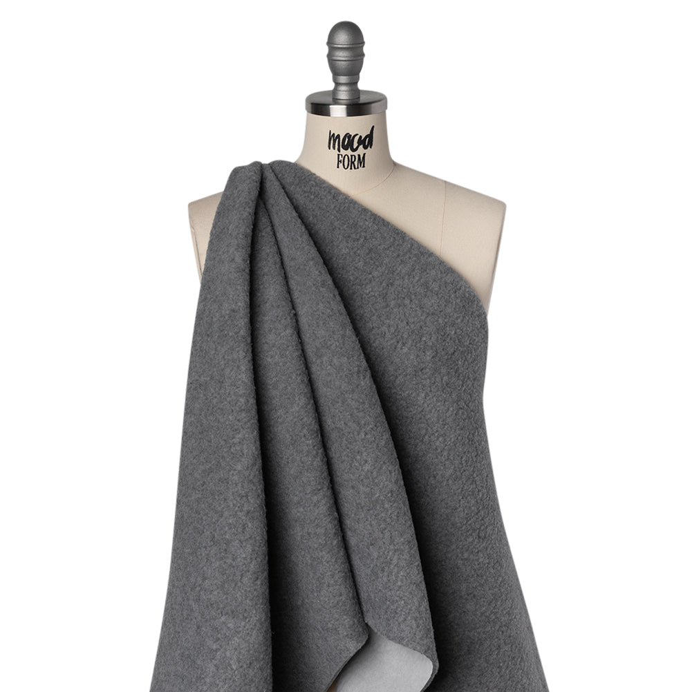 Plush Fleece with Fusible Woven Backing - Heathered Gray - Deadstock - Drape