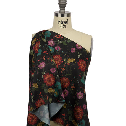 Polyester Twill Print - Purple, Red and Black Floral - Mood Exclusive Antheia's Grace