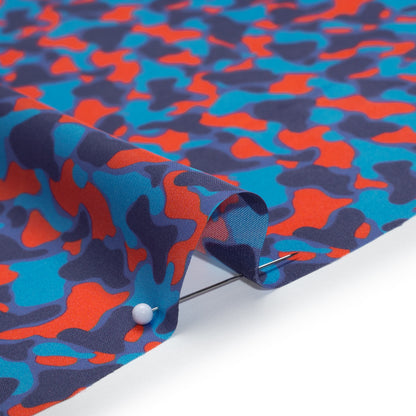 Polyester Charmeuse Print - Red and Blue Abstract - Mood Exclusive Betta Fish Detail