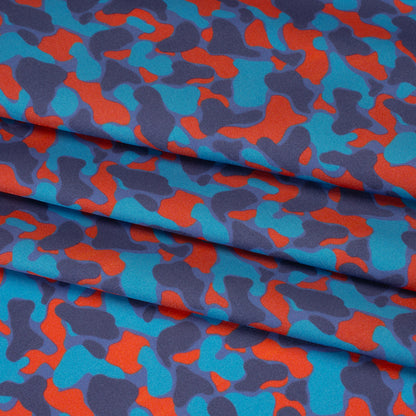 Polyester Charmeuse Print - Red and Blue Abstract - Mood Exclusive Betta Fish Folded