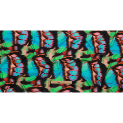 Gauzy Wrinkled Rayon Woven Print - Pink and Green Abstract - Mood Exclusive Butterfly Blur Drape