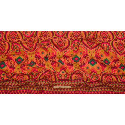 Gauzy Wrinkled Rayon Woven Print - Orange and Red Abstract Ikat - Mood Exclusive Mangrove Groove Drape