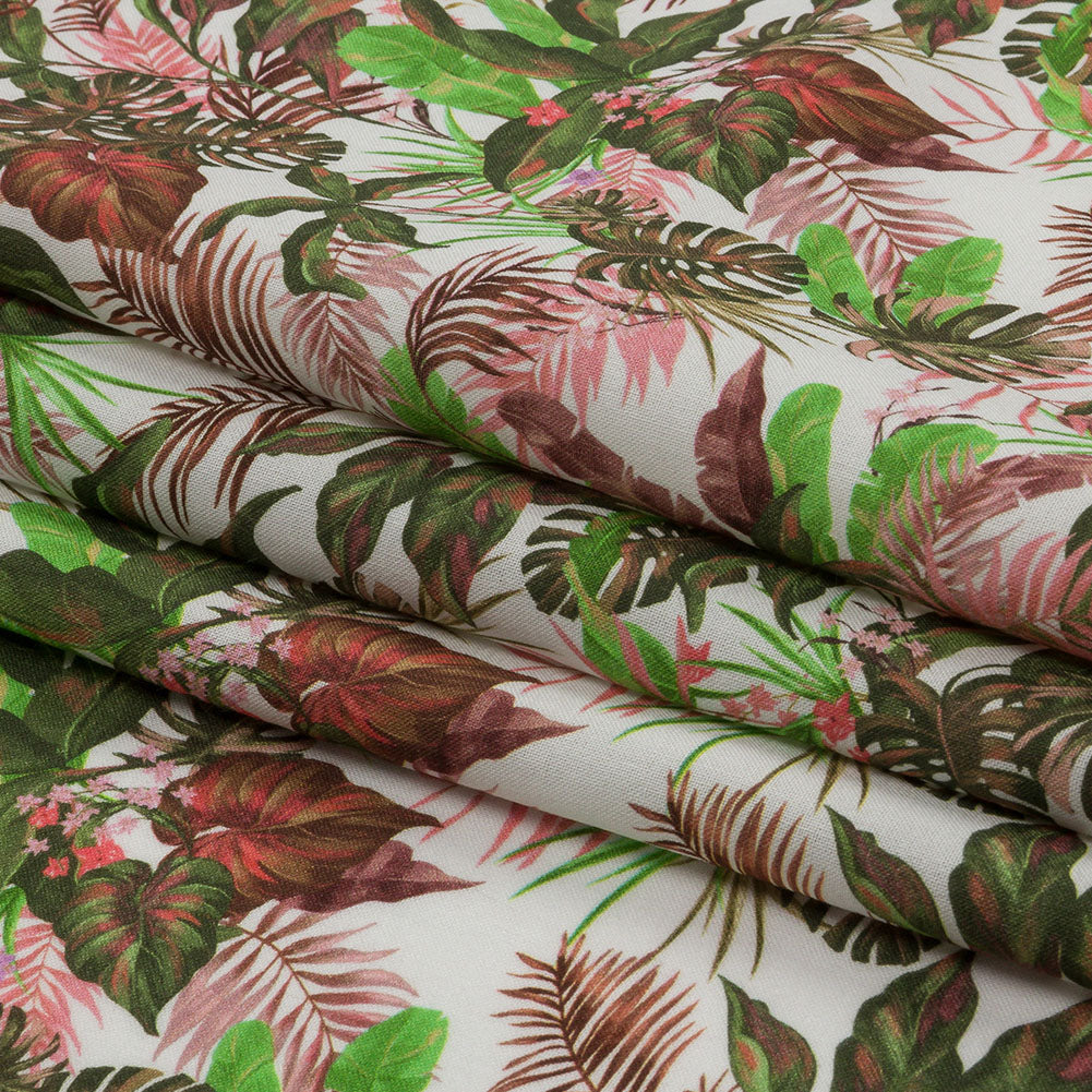 Mood Exclusive White Poison Gardens Viscose Shirting - Folded