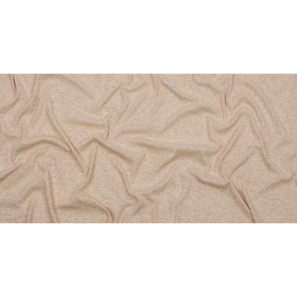 Heathered Beige Stretch Cotton and Rayon 2x2 Rib Knit Full