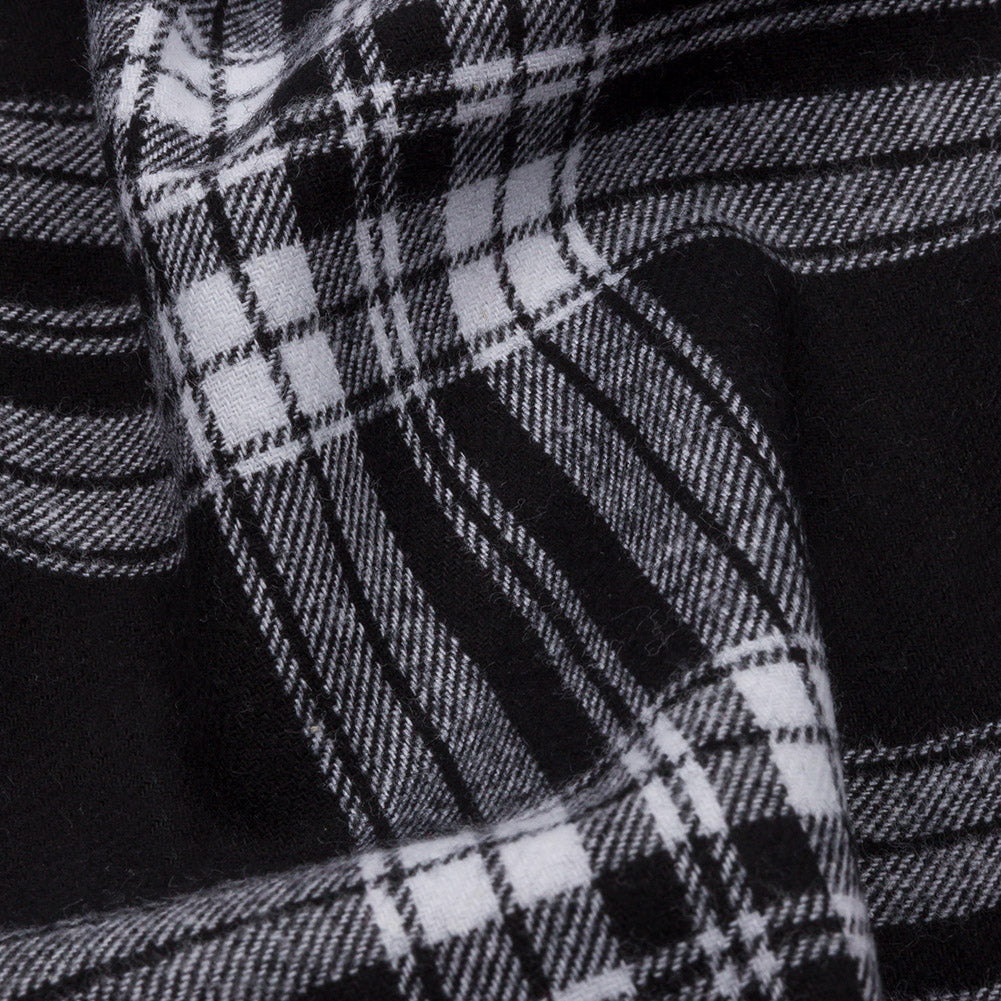 Black and White Plaid Cotton Flannel - Detail