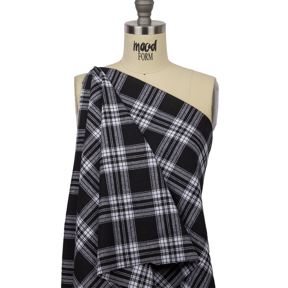 Black and White Plaid Cotton Flannel - Drape