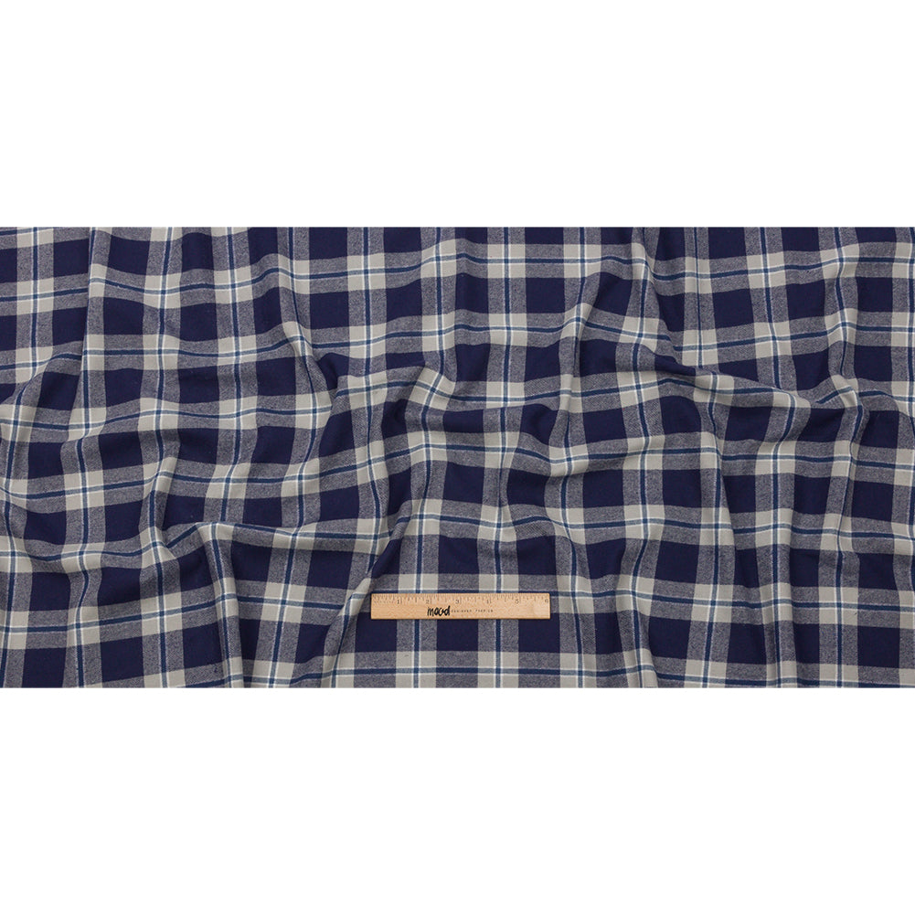 Blue and Gray Plaid Cotton Flannel - Full