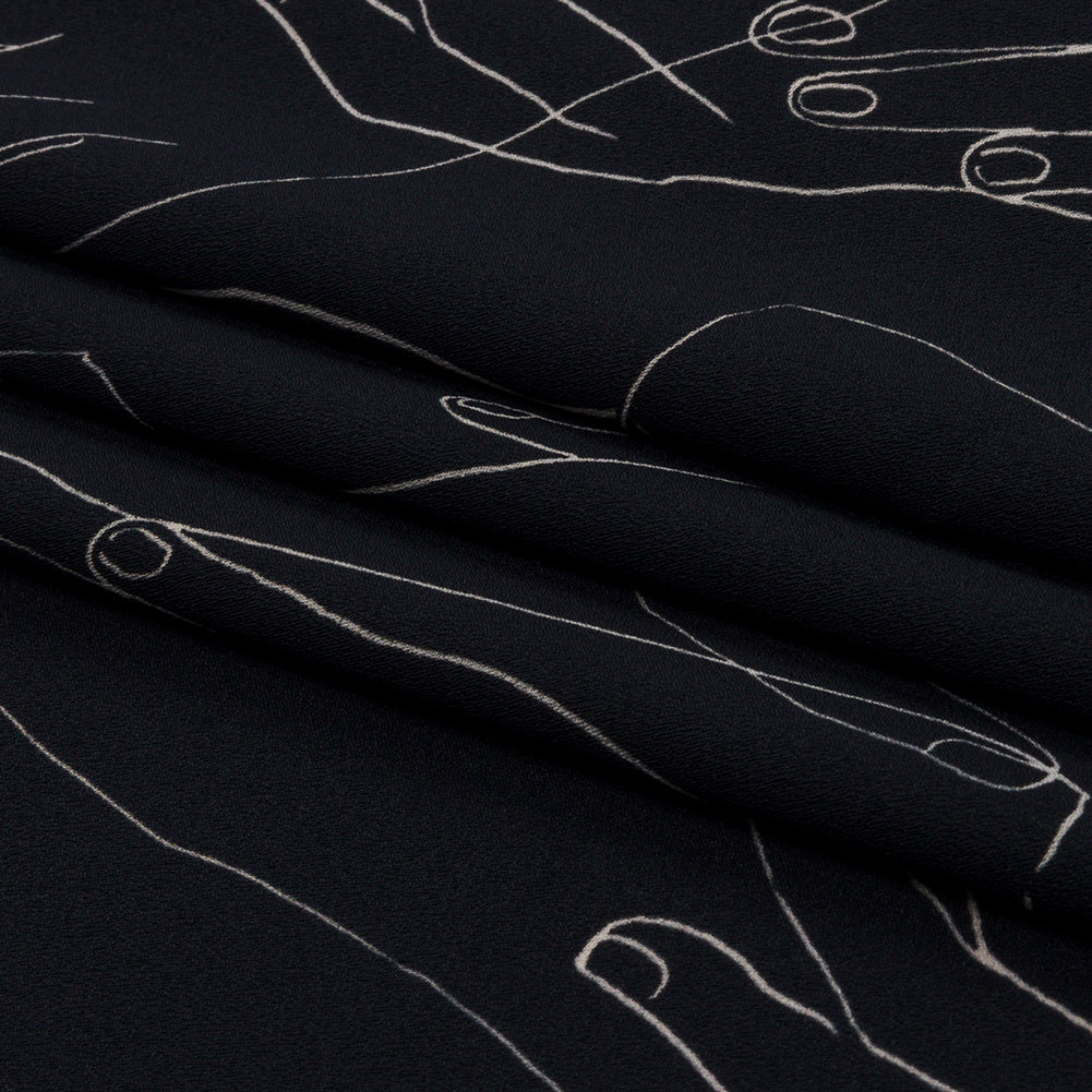 Polyester Crepe Print - Midnight Hands - Mood Exclusive Touch of Elegance Folded