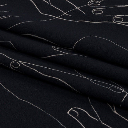 Polyester Crepe Print - Midnight Hands - Mood Exclusive Touch of Elegance Folded
