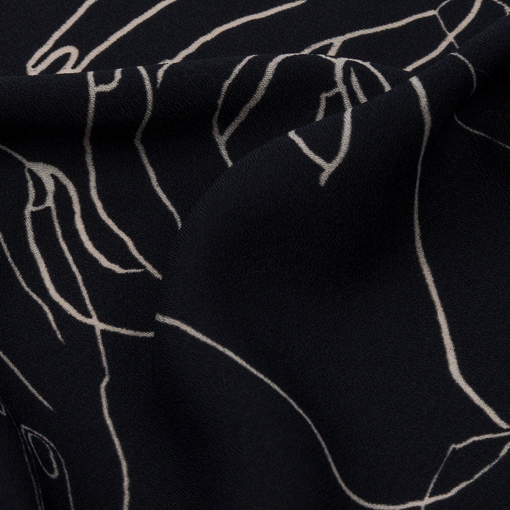 Polyester Crepe Print - Midnight Hands - Mood Exclusive Touch of Elegance Detail