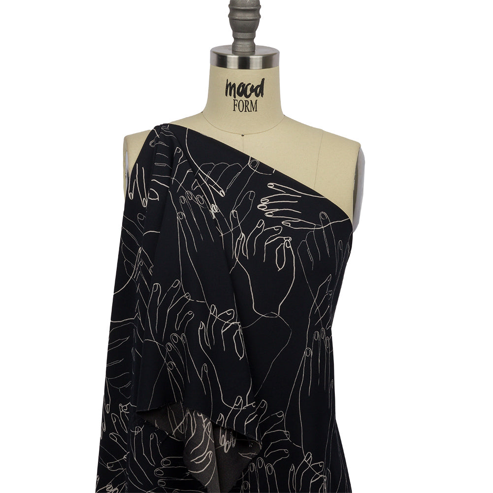 Polyester Crepe Print - Midnight Hands - Mood Exclusive Touch of Elegance Drape