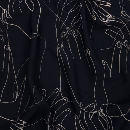 Polyester Crepe Print - Midnight Hands - Mood Exclusive Touch of Elegance