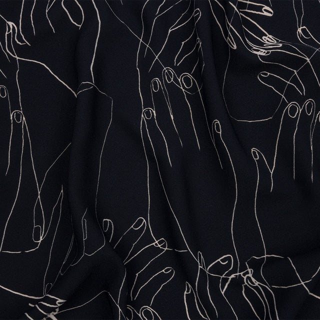 Polyester Crepe Print - Midnight Hands - Mood Exclusive Touch of Elegance