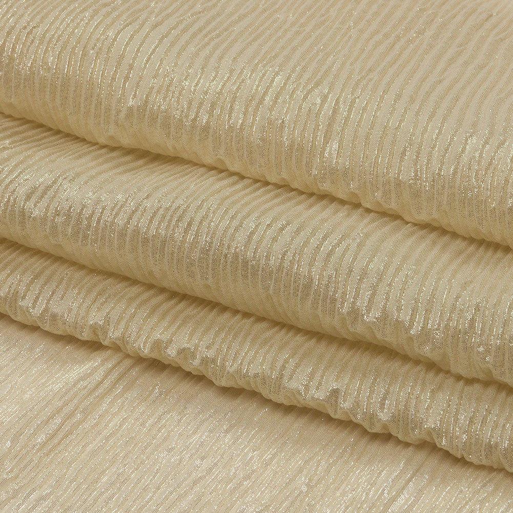 Polyester Chiffon Plisse with All-Over Foil - Gold - Honey Collection - Folded