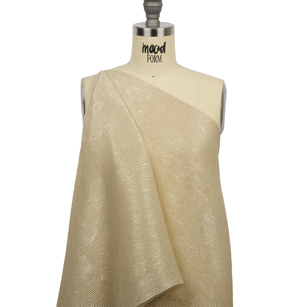 Polyester Chiffon Plisse with All-Over Foil - Gold - Honey Collection - Drape