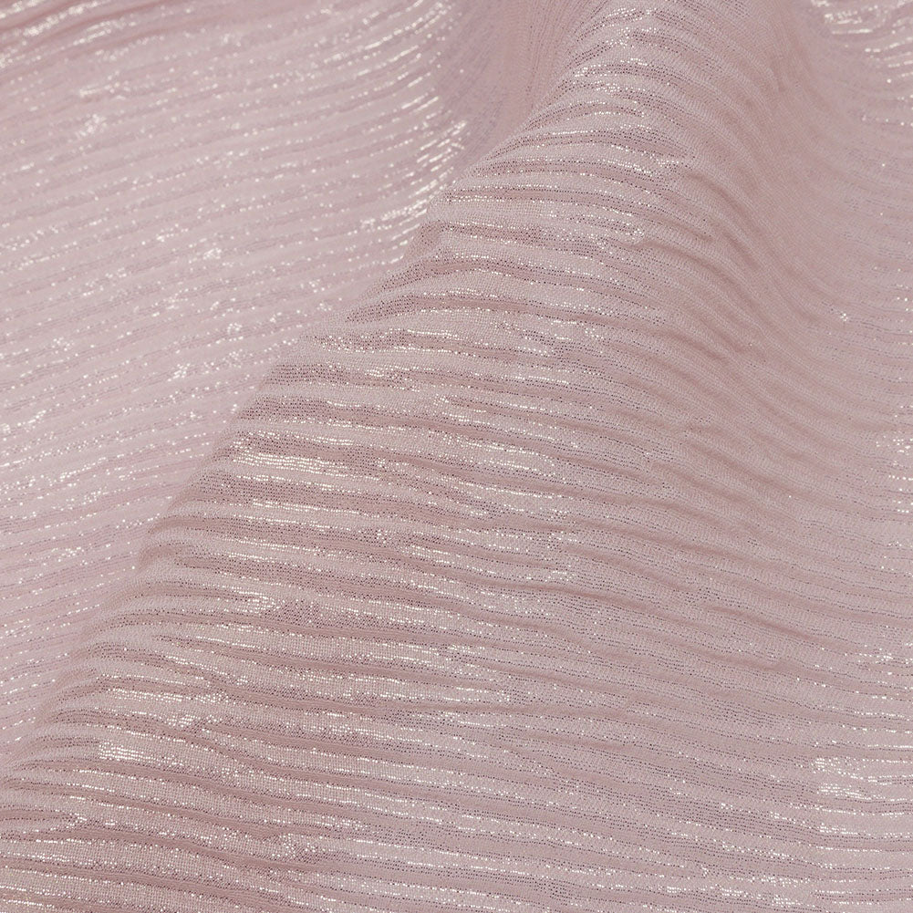 Polyester Chiffon Plisse with All-Over Foil - Pink and Gold - Honey Collection - Detail