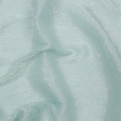 Polyester Chiffon Plisse with All-Over Foil - Baby Blue and Gold - Honey Collection