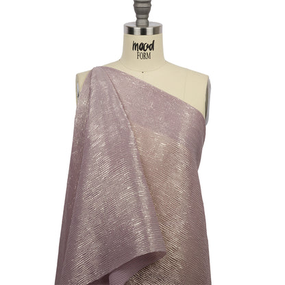 Polyester Chiffon Plisse with All-Over Foil - Mauve and Gold - Honey Collection
