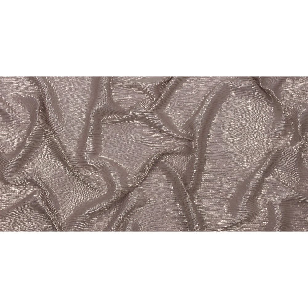 Polyester Chiffon Plisse with All-Over Foil - Taupe and Gold - Honey Collection - Full
