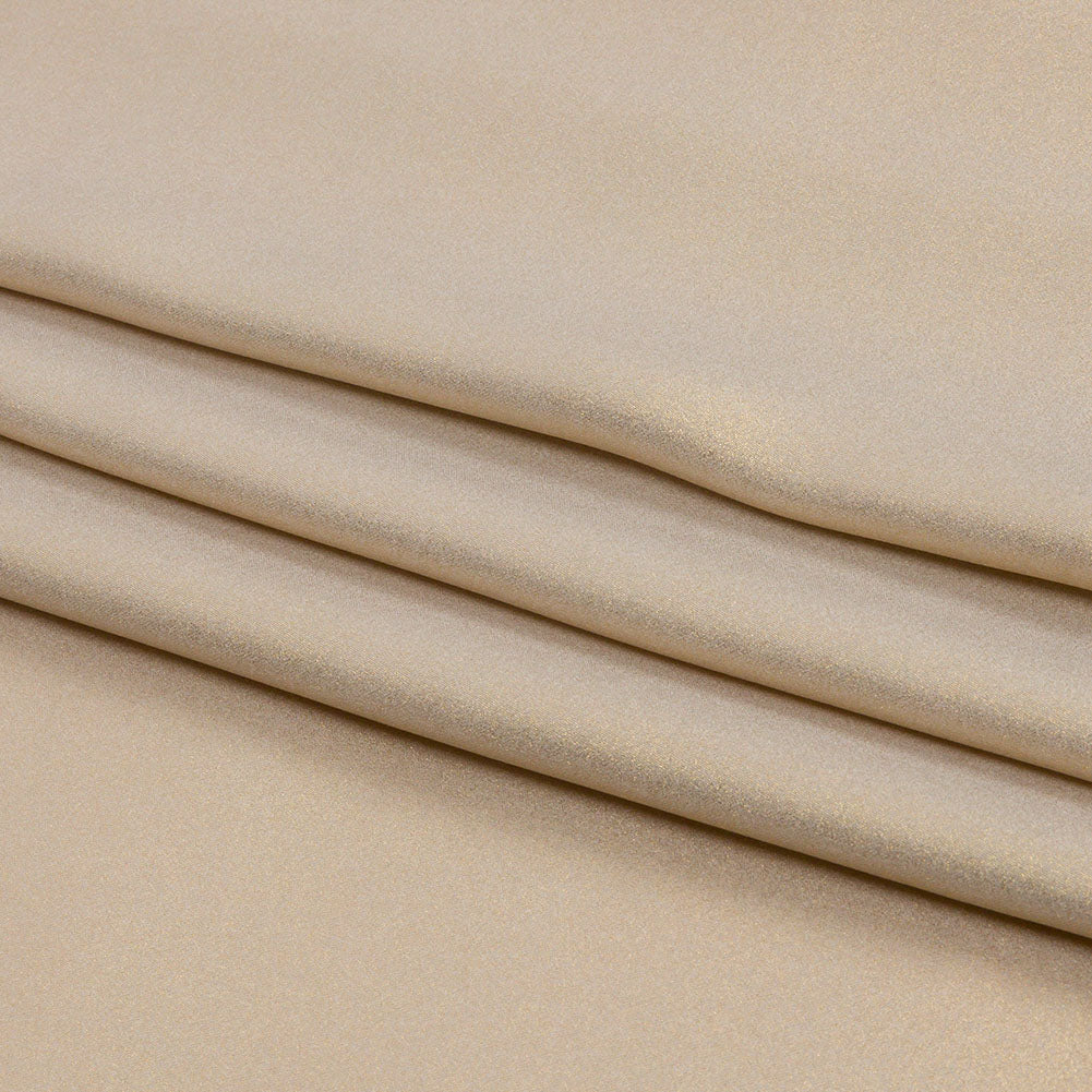 Ultra-Smooth Polyester Georgette with Foiling - Beige and Gold - Valeria Collection - Folded