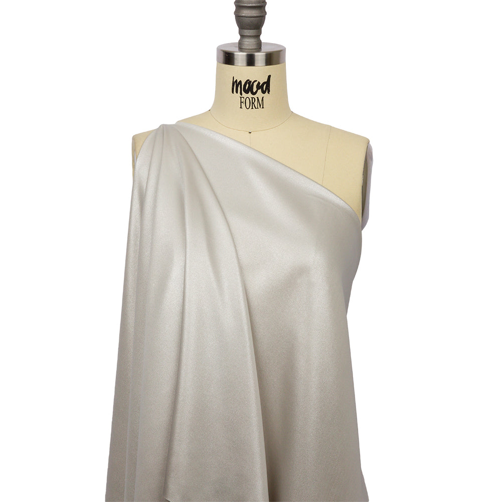 Ultra-Smooth Polyester Georgette with Foiling - Beige and Silver - Valeria Collection - Drape