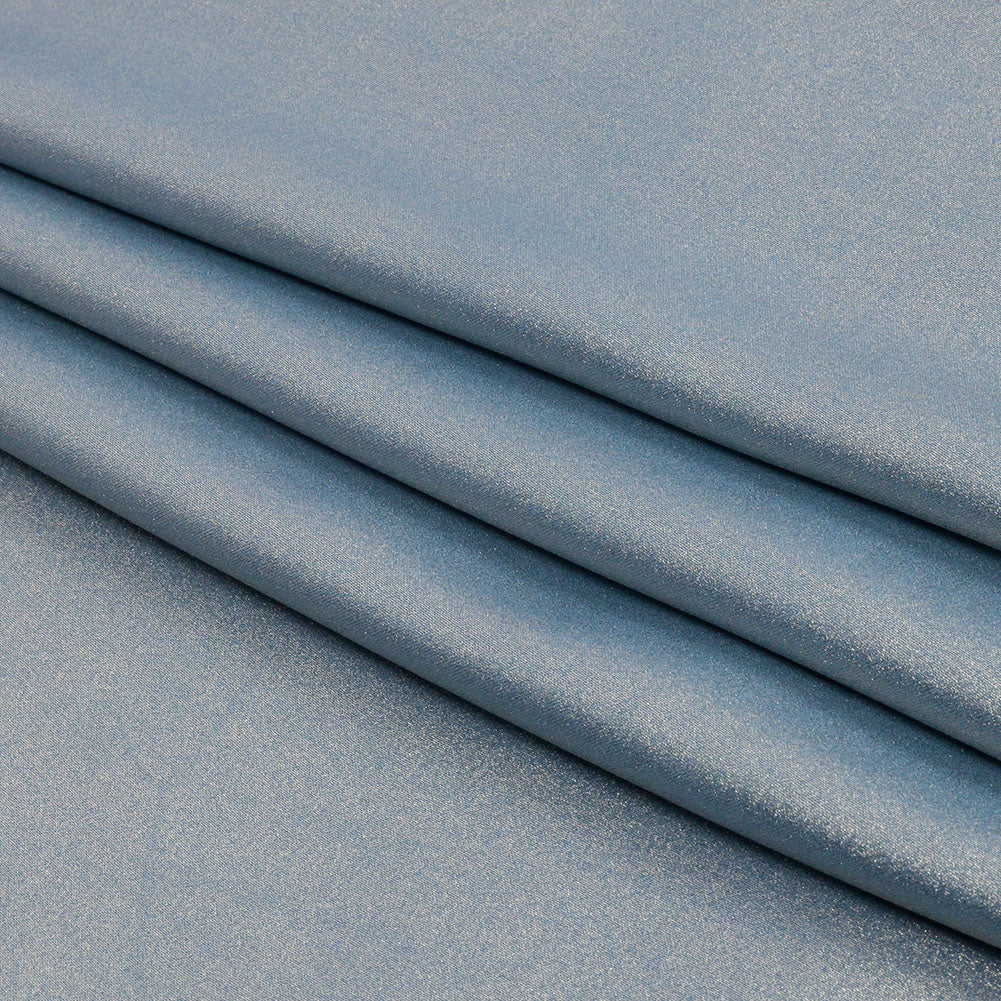 Ultra-Smooth Polyester Georgette with Foiling - Blue and Silver - Valeria Collection - Folded