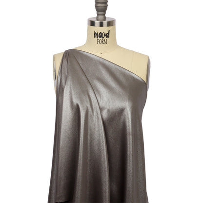 Ultra-Smooth Polyester Georgette with Foiling - Brown and Silver - Valeria Collection