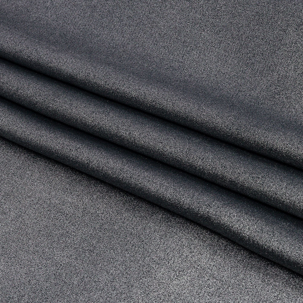 Ultra-Smooth Polyester Georgette with Foiling - Midnight and Silver - Valeria Collection - Folded