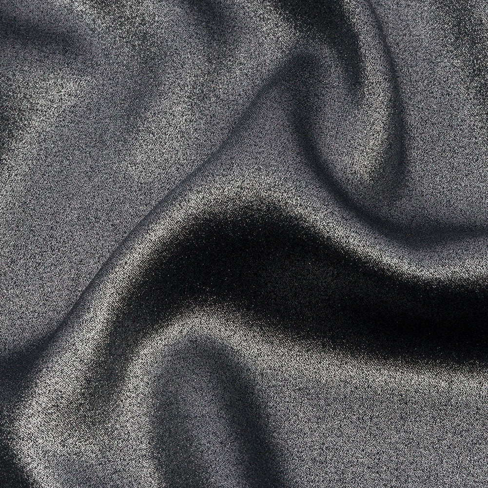 Ultra-Smooth Polyester Georgette with Foiling - Midnight and Silver - Valeria Collection - Detail